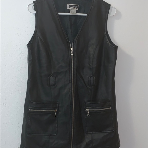 Road Rags Black faux Leather Motorcycle Vest - Picture 3 of 4